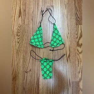 Dancewear: Gucci Lime Green Bikini with Rinestones